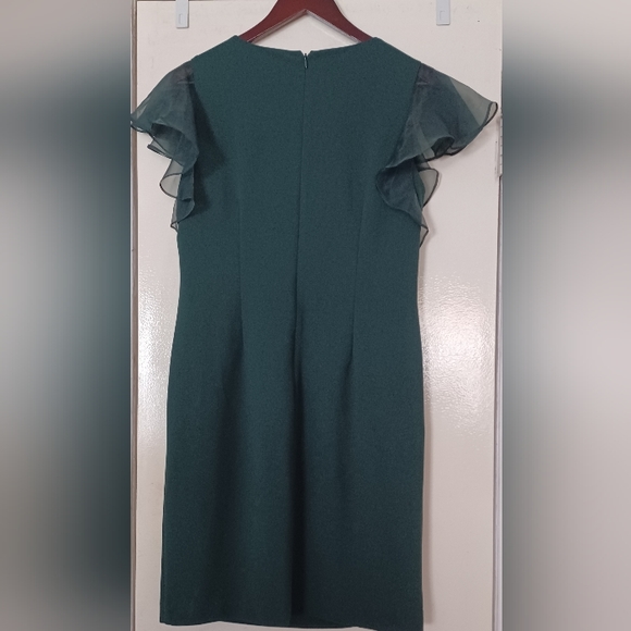 NWT Lauren Ralph Lauren Women's Crepe flutter-Sleeve dress, size 10 in green - Picture 3 of 4